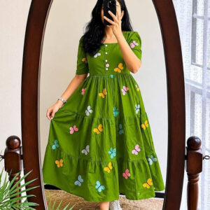 green buterfly gown
